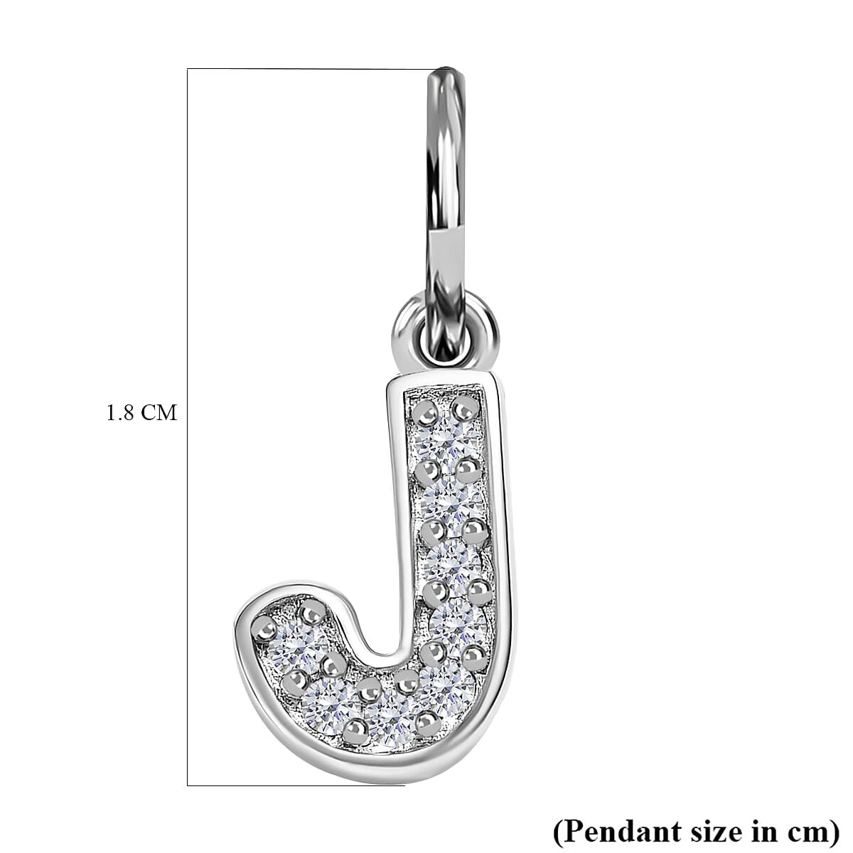 Diamond Initial J Pendant in Rhodium Overlay Sterling Silver 0.17 Ct