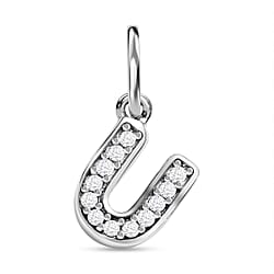 Diamond Initial O Pendant in Rhodium Overlay Sterling Silver 0.17 Ct