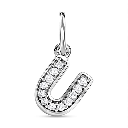 Diamond Initial U Pendant in Rhodium Overlay Sterling Silver 0.17 Ct Diamond Initial U Pendant in Rhodium Overlay Sterling Silver 0.17 Ct