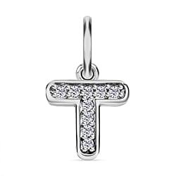 Diamond Initial O Pendant in Rhodium Overlay Sterling Silver 0.17 Ct