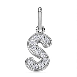Diamond Initial O Pendant in Rhodium Overlay Sterling Silver 0.17 Ct