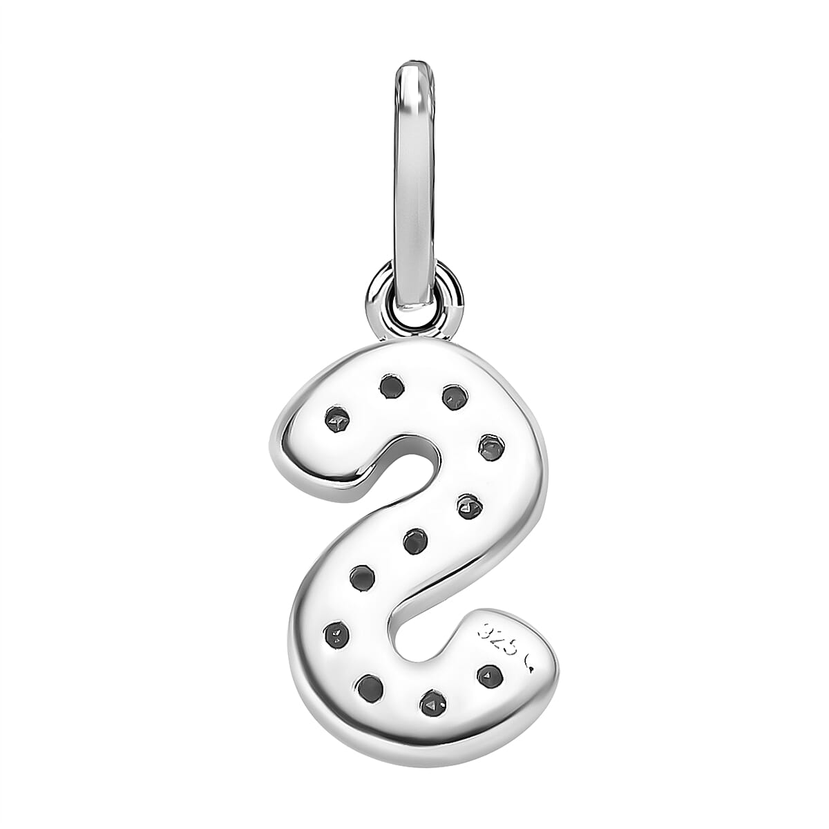 Diamond Initial S Pendant in Rhodium Overlay Sterling Silver 0.17 Ct