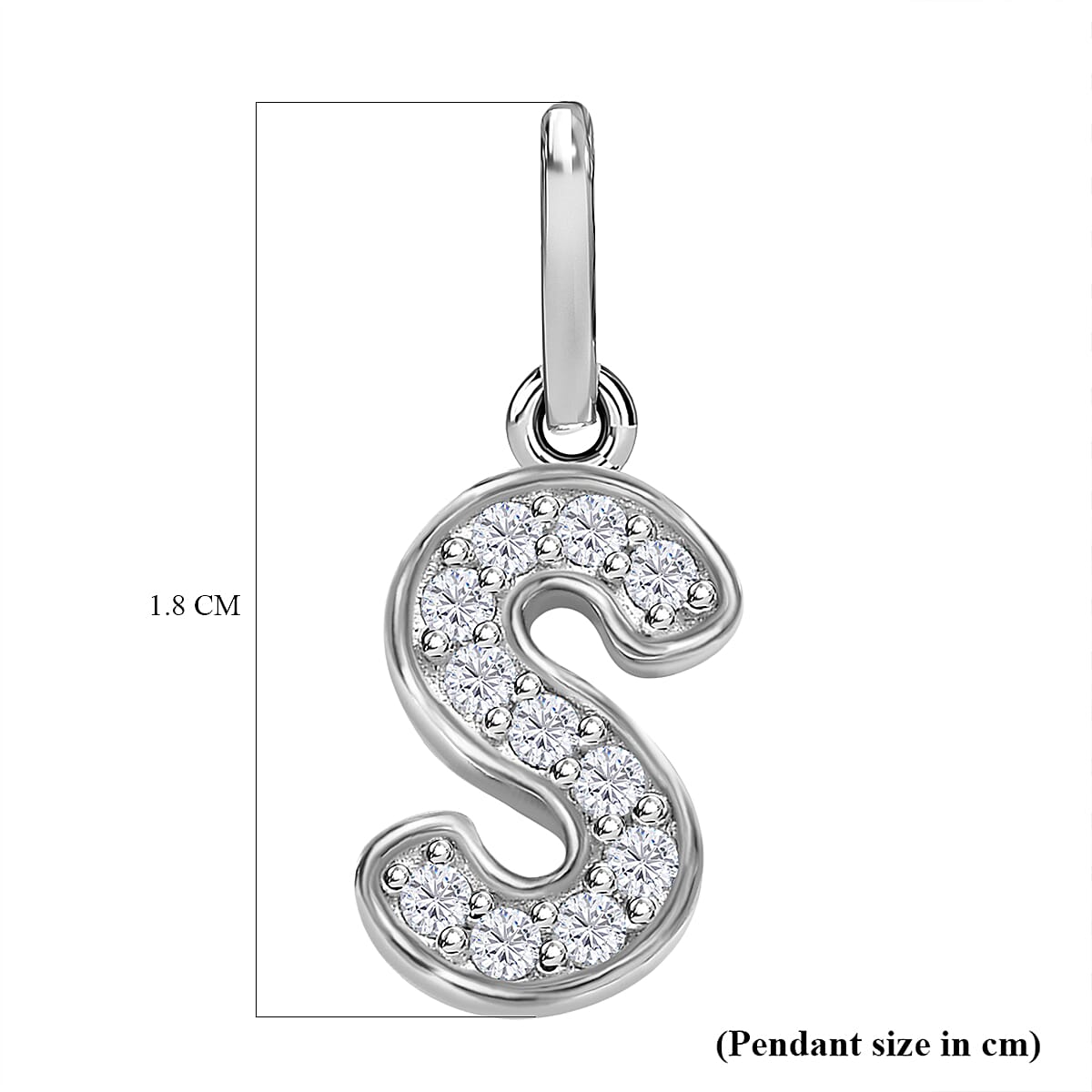 Diamond Initial S Pendant in Rhodium Overlay Sterling Silver 0.17 Ct