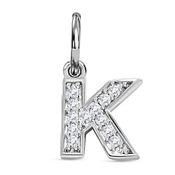Diamond Initial O Pendant in Rhodium Overlay Sterling Silver 0.17 Ct