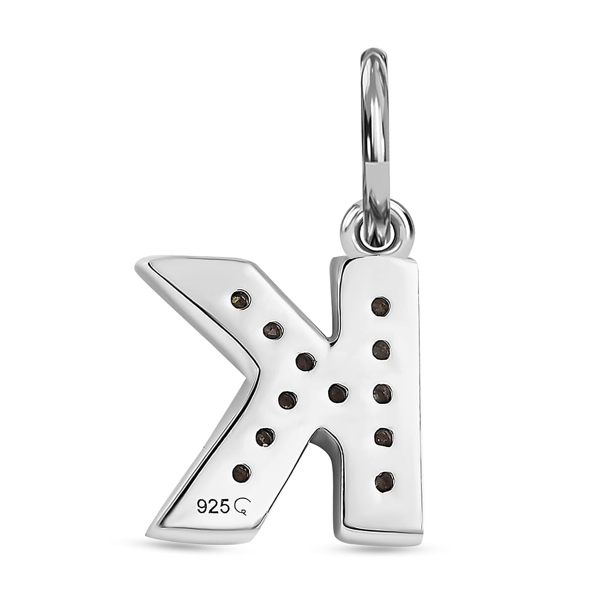 Diamond Initial K Pendant in Rhodium Overlay Sterling Silver 0.17 Ct