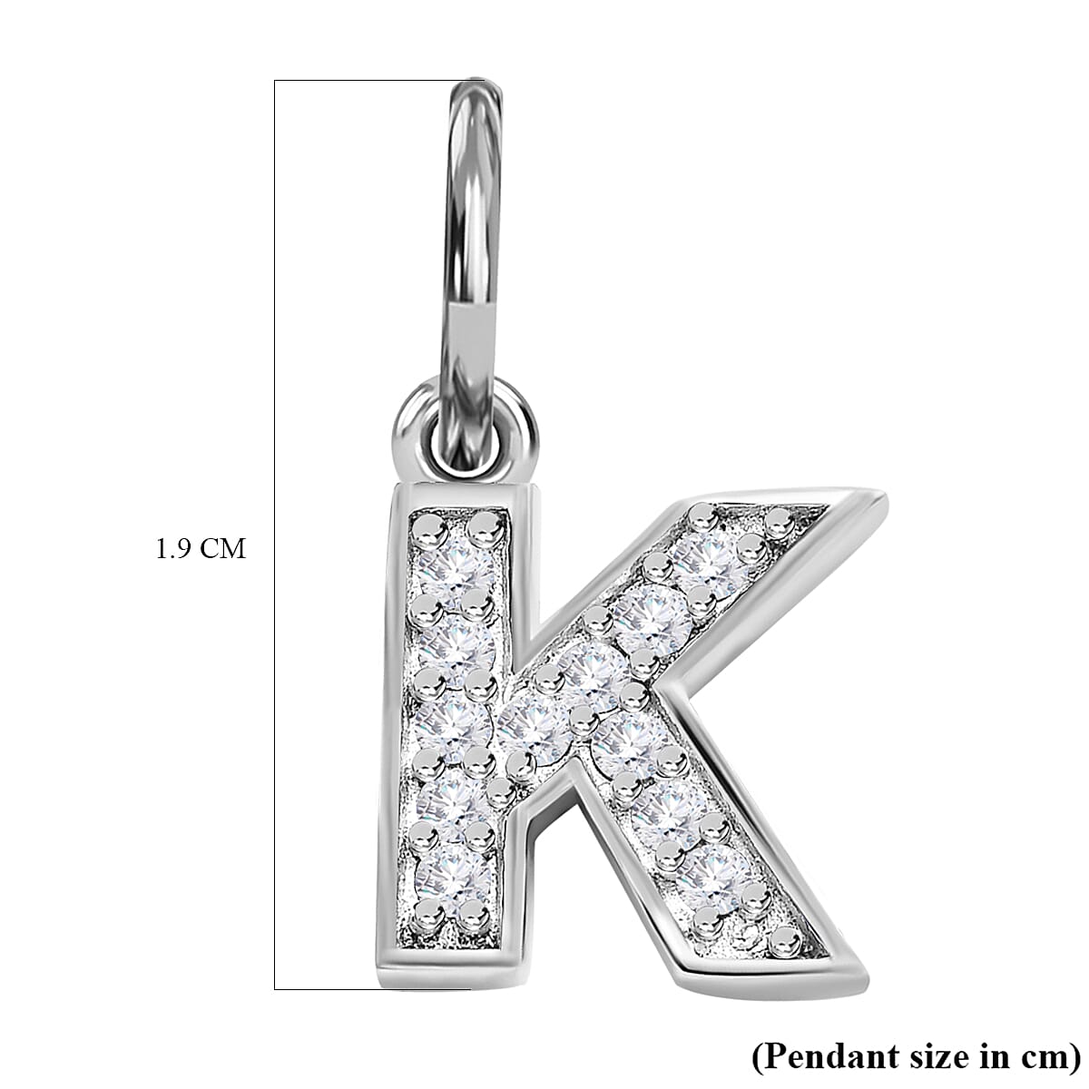 Diamond Initial K Pendant in Rhodium Overlay Sterling Silver 0.17 Ct