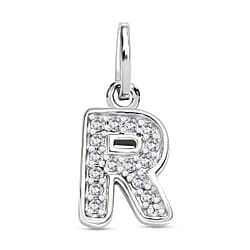 Diamond Initial O Pendant in Rhodium Overlay Sterling Silver 0.17 Ct