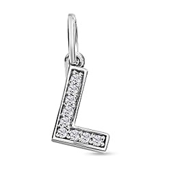 Diamond Initial O Pendant in Rhodium Overlay Sterling Silver 0.17 Ct