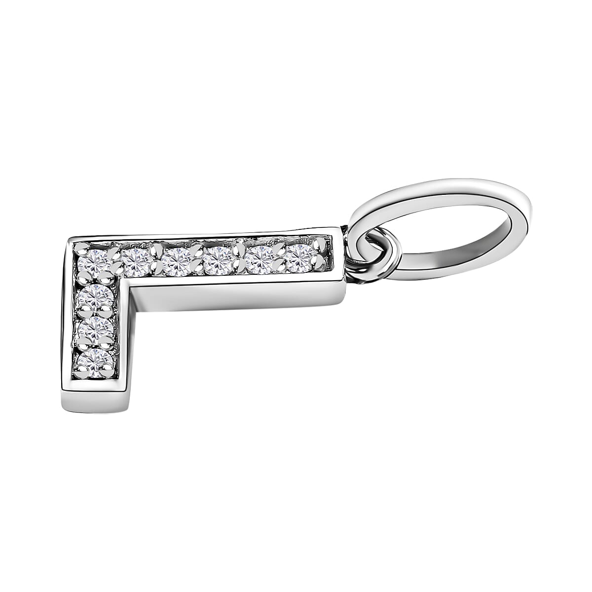 Diamond Initial R Pendant in Rhodium Overlay Sterling Silver 0.17 Ct
