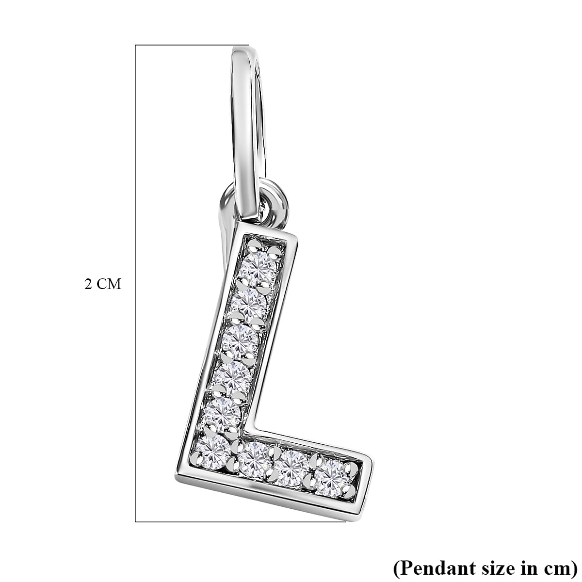 Diamond Initial R Pendant in Rhodium Overlay Sterling Silver 0.17 Ct