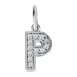 Diamond Initial O Pendant in Rhodium Overlay Sterling Silver 0.17 Ct