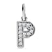 Diamond Initial O Pendant in Rhodium Overlay Sterling Silver 0.17 Ct