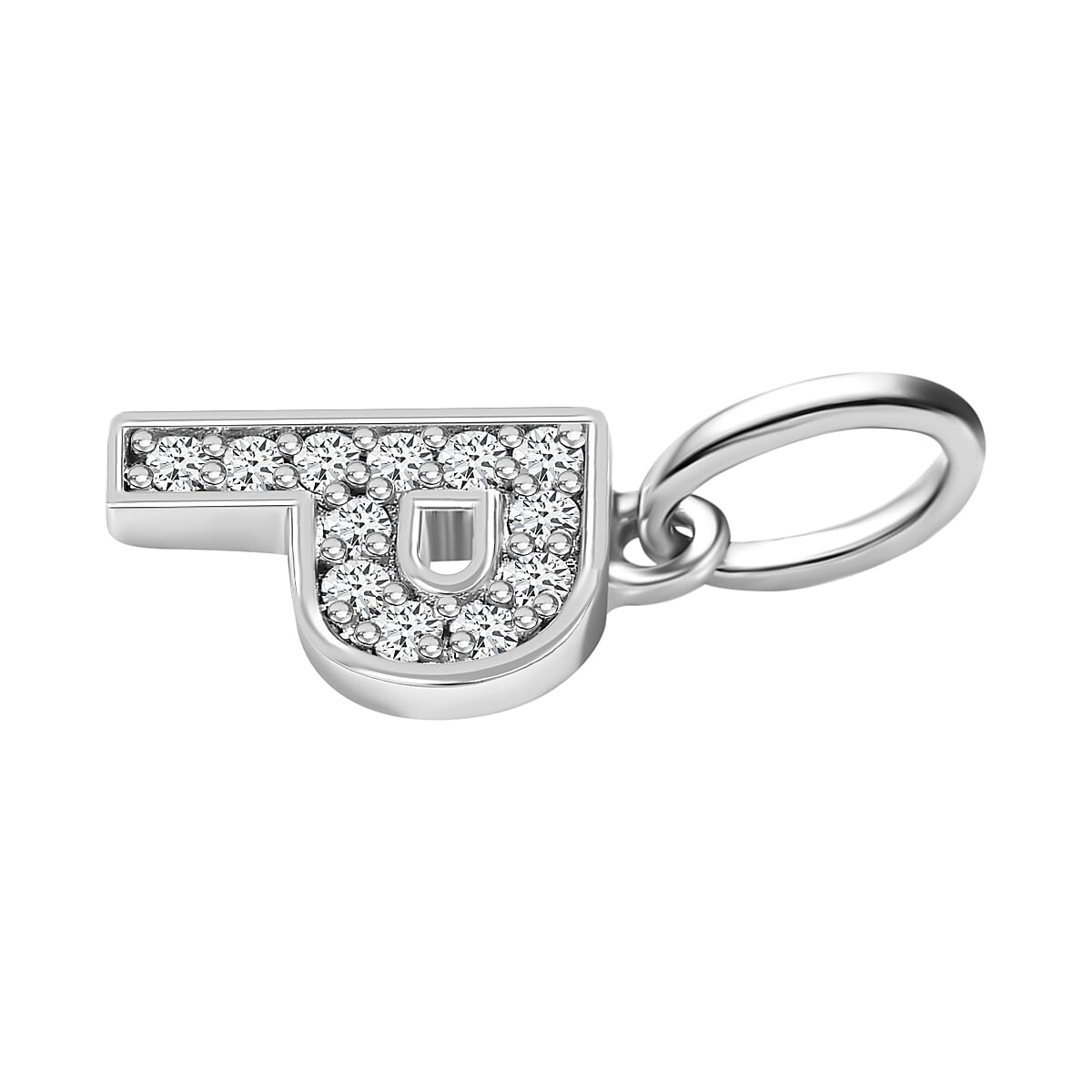 Diamond Initial P Pendant in Rhodium Overlay Sterling Silver 0.17 Ct