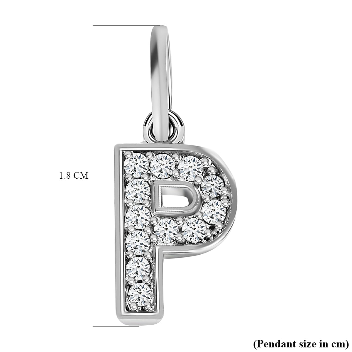 Diamond Initial P Pendant in Rhodium Overlay Sterling Silver 0.17 Ct