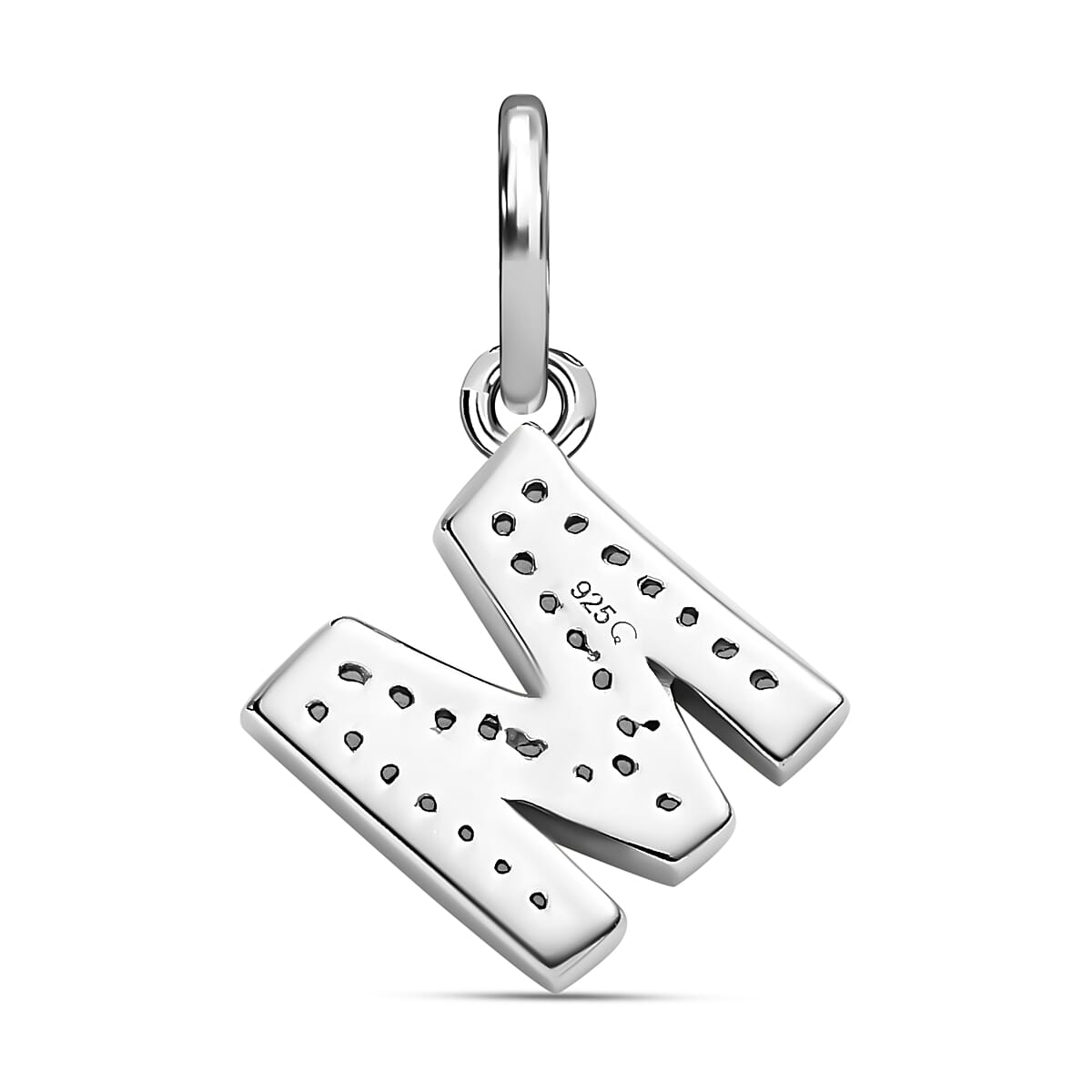 Diamond Initial M Pendant in Rhodium Overlay Sterling Silver 0.17 Ct