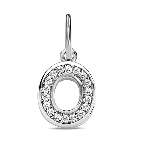 Diamond Initial O Pendant in Rhodium Overlay Sterling Silver 0.17 Ct