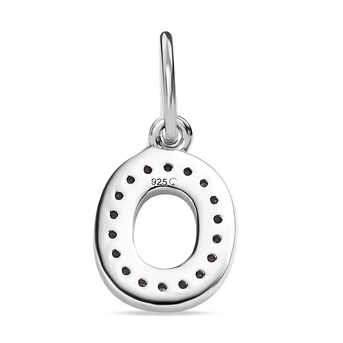 Diamond Initial O Pendant in Rhodium Overlay Sterling Silver 0.17 Ct