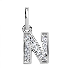 Diamond Initial O Pendant in Rhodium Overlay Sterling Silver 0.17 Ct