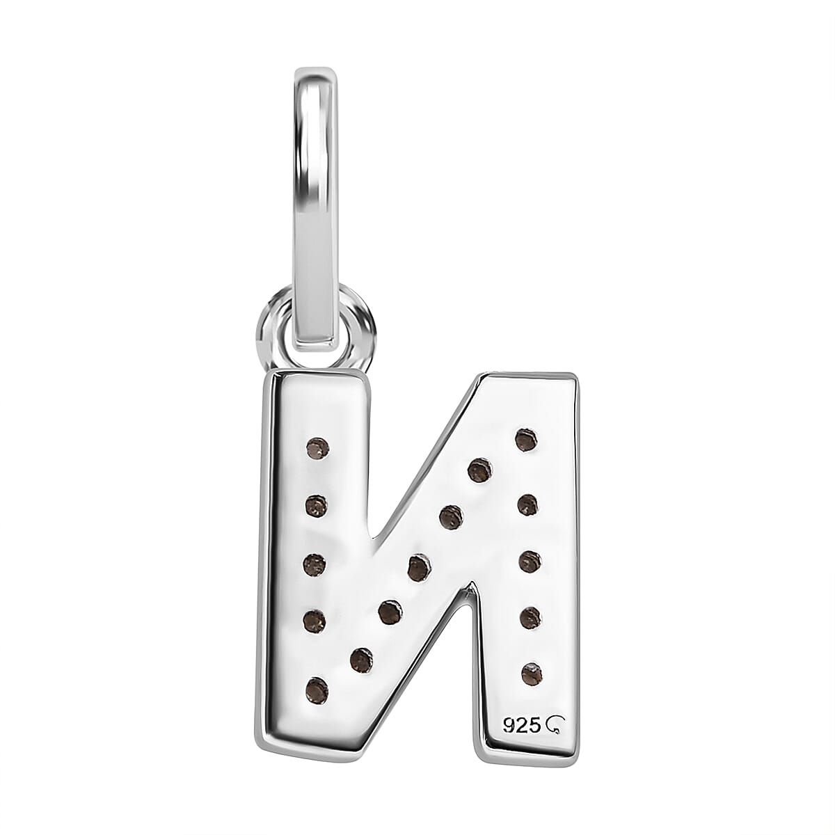 Diamond Initial N Pendant in Rhodium Overlay Sterling Silver 0.17 Ct