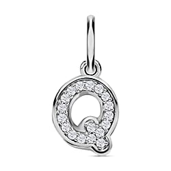 Diamond Initial O Pendant in Rhodium Overlay Sterling Silver 0.17 Ct