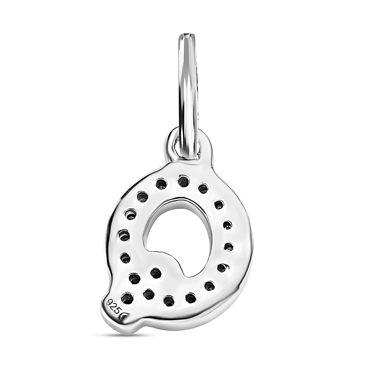 Diamond Initial Q Pendant in Rhodium Overlay Sterling Silver 0.17 Ct