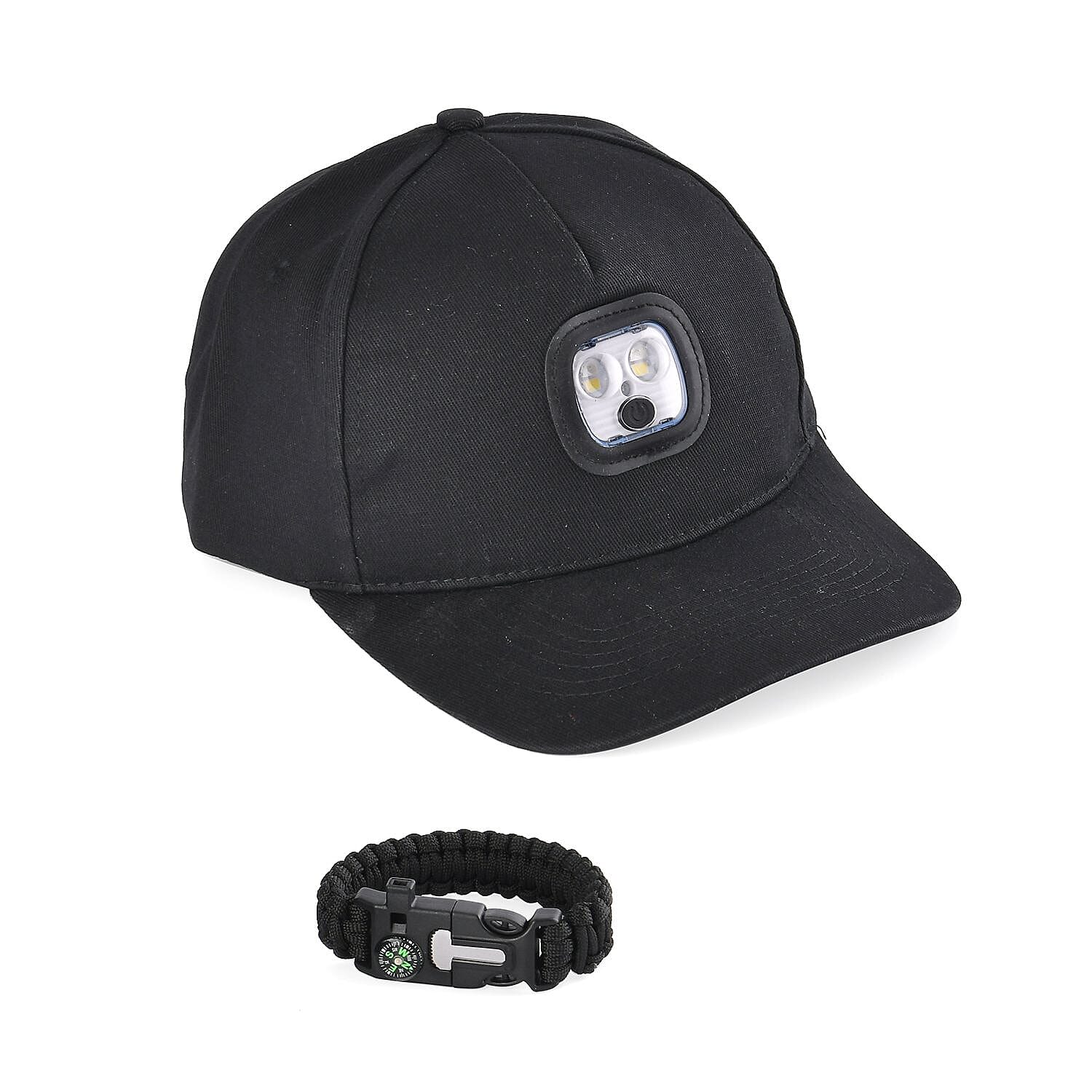 Cotton Patterned Hat, Cap and Earmuff (Size 11x1 cm) - Black & Black