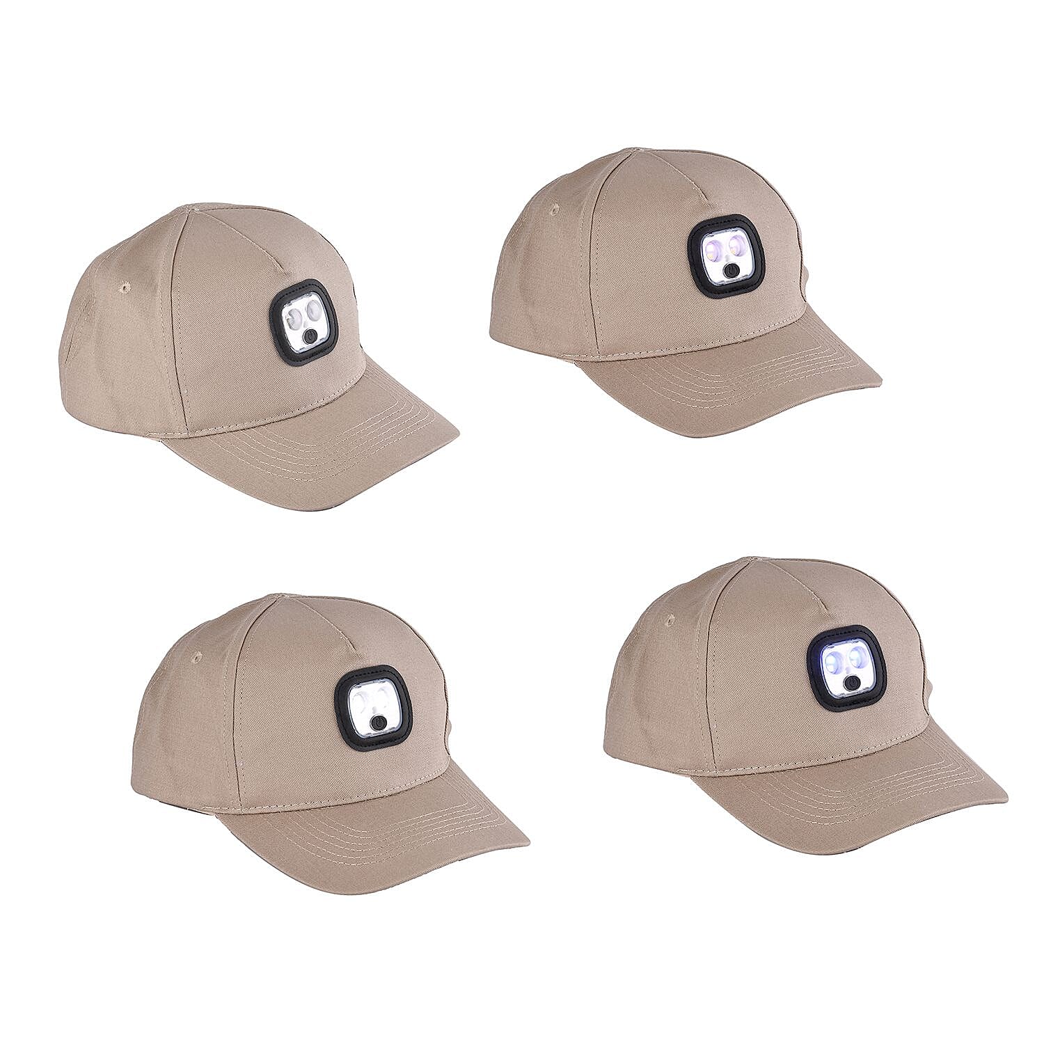 LED Cotton Baseball Cap with Paracord Bracelet (5-in-1 Survival Kit) - Beige