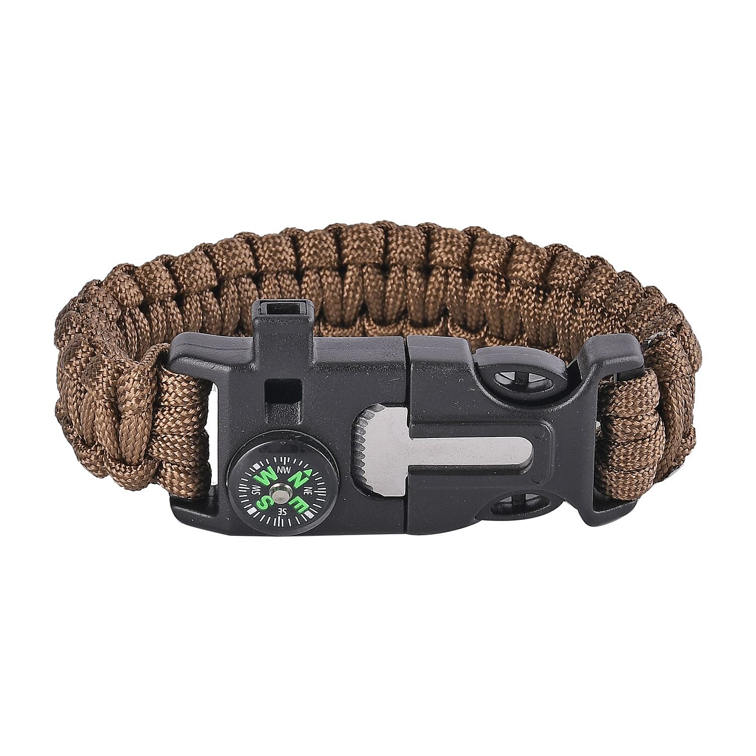 LED Cotton Baseball Cap with Paracord Bracelet (5-in-1 Survival Kit) - Beige