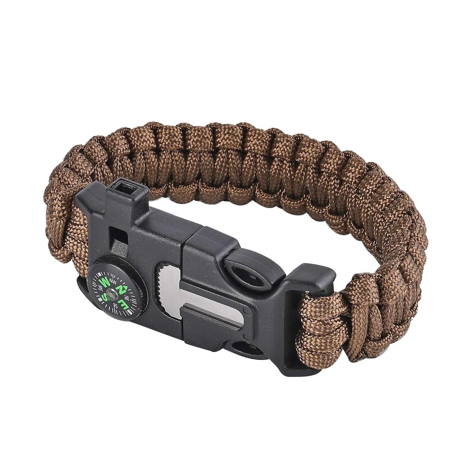 LED Cotton Baseball Cap with Paracord Bracelet (5-in-1 Survival Kit) - Beige