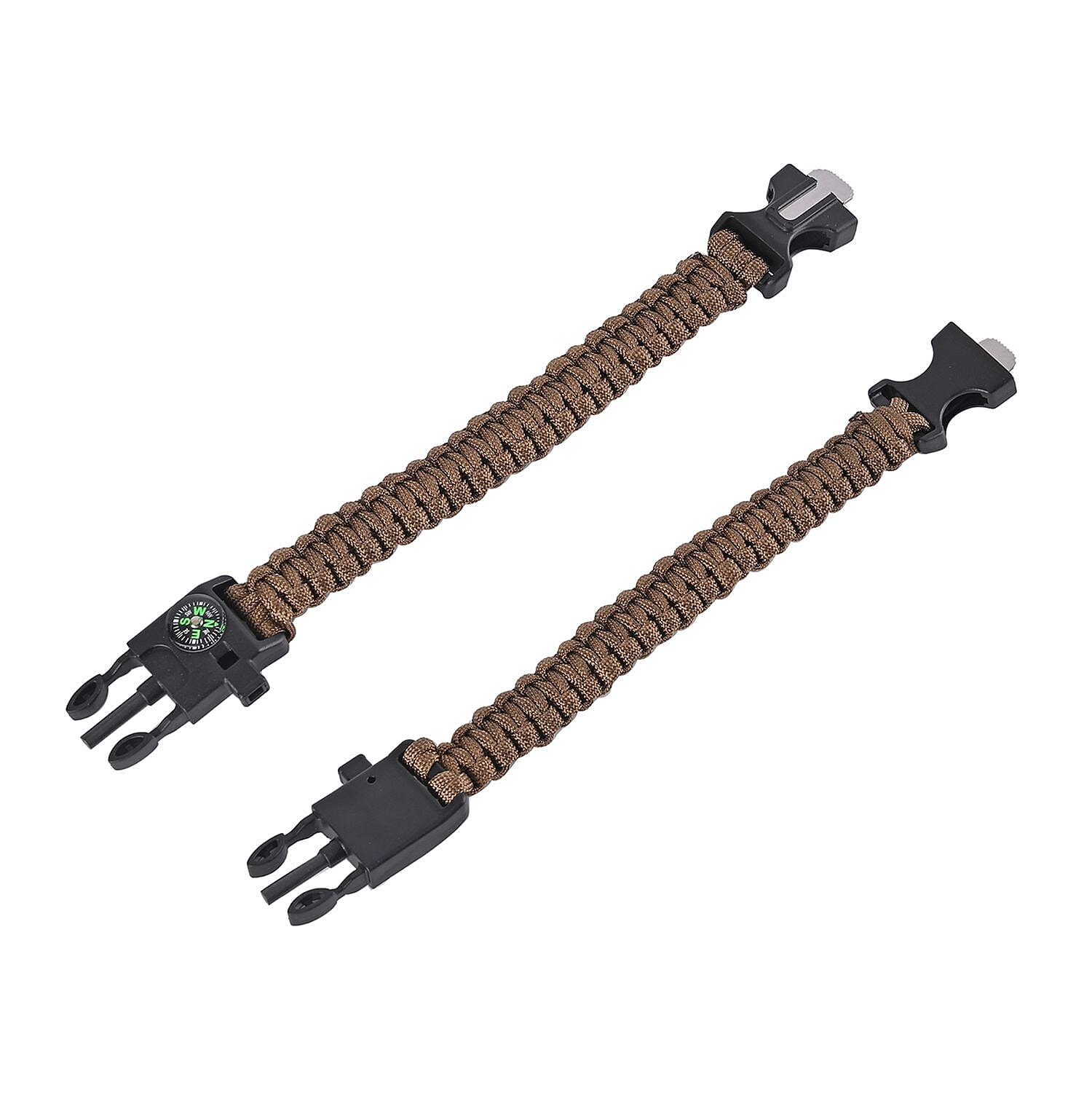 LED Cotton Baseball Cap with Paracord Bracelet (5-in-1 Survival Kit) - Beige