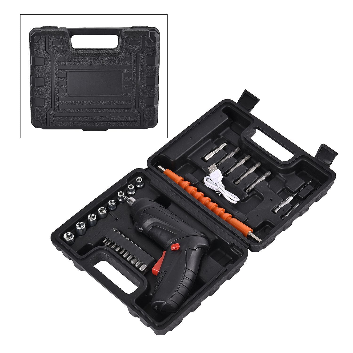 Rechargable Electric Screwdriver PLUS 47 Pcs Screw Set (100w 3.2aH) - Black