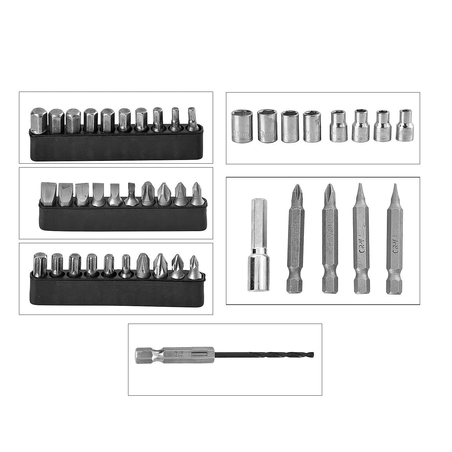 Rechargable Electric Screwdriver PLUS 47 Pcs Screw Set (100w 3.2aH) - Black