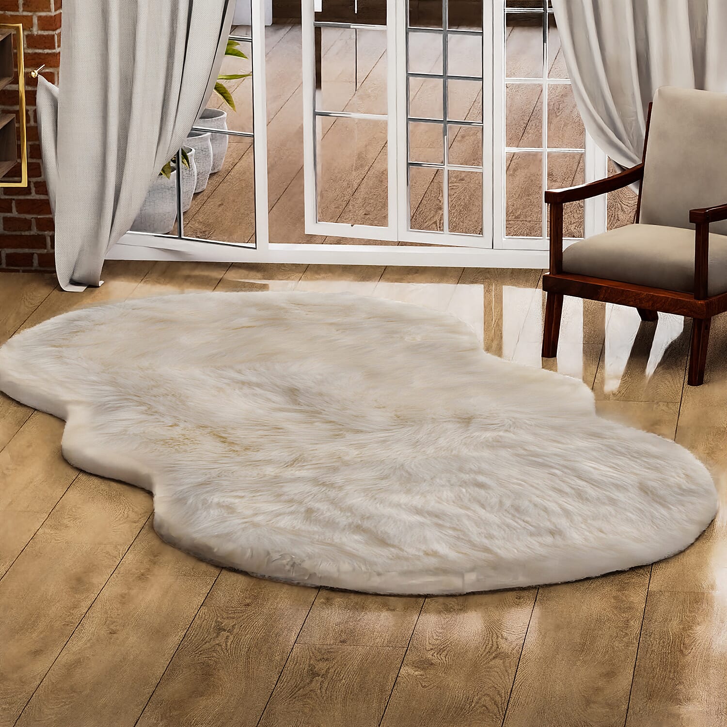 Acrylic Patterned Rug and Door Mat - White