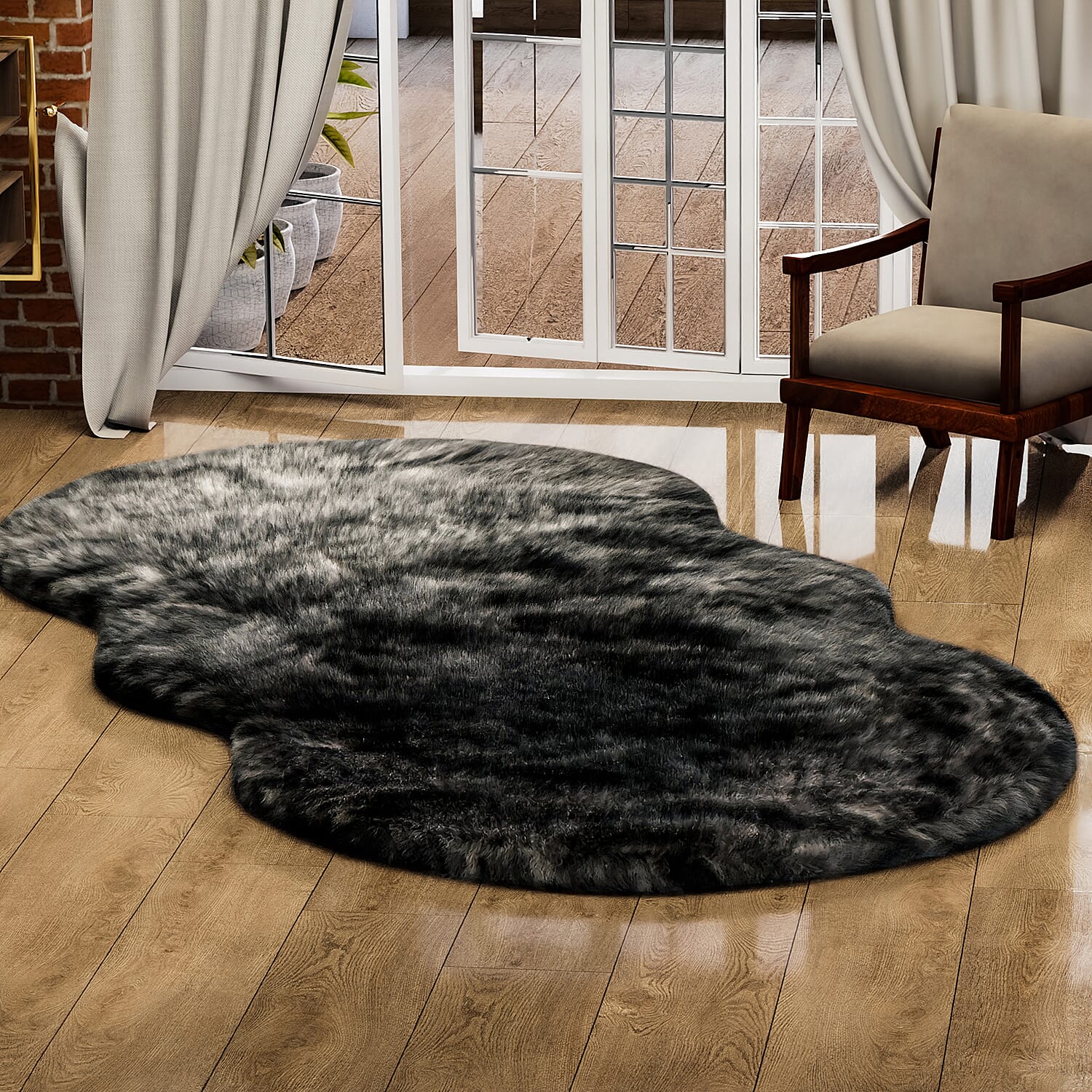 Acrylic Patterned Rug and Door Mat (Size 120x1 in) - Grey & White