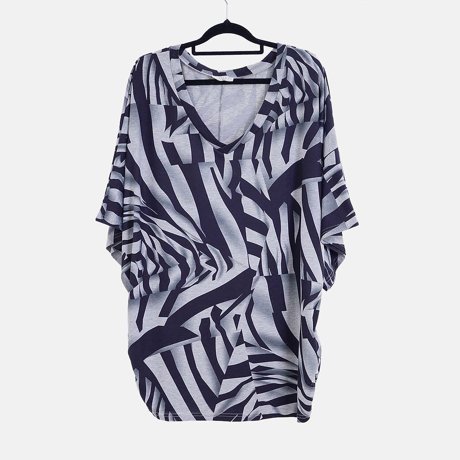 TAMSY Black Boat Neck Knit Drape Stripe Top (One Size) TAMSY Black Boat Neck Knit Drape Stripe Top (One Size)