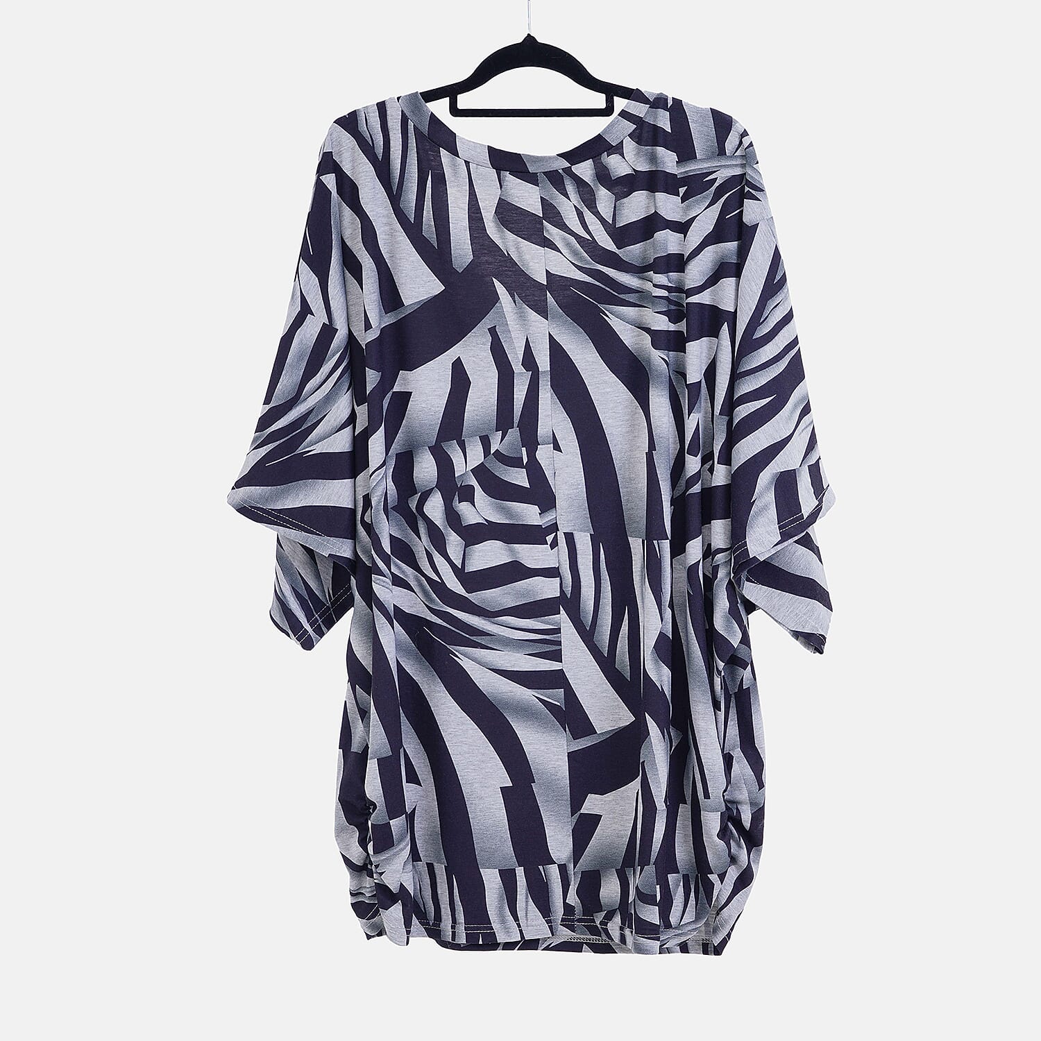 TAMSY Black Boat Neck Knit Drape Stripe Top (One Size) TAMSY Black Boat Neck Knit Drape Stripe Top (One Size)