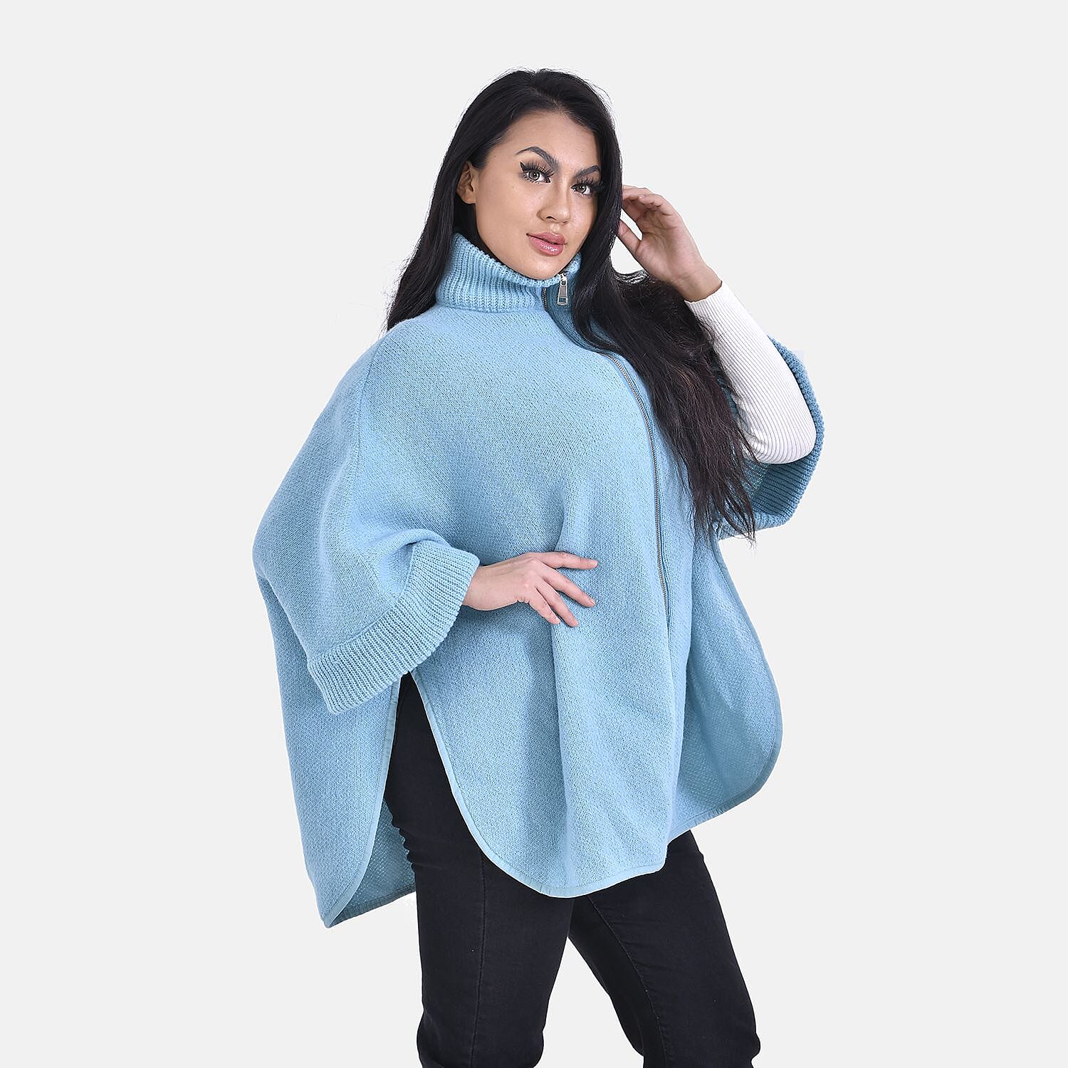 Spring Poncho (One Size) - Aqua Blue