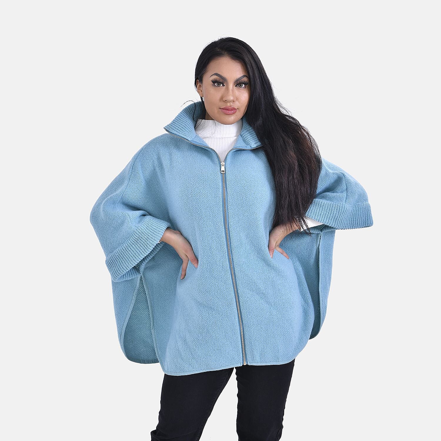 Spring Poncho (One Size) - Aqua Blue