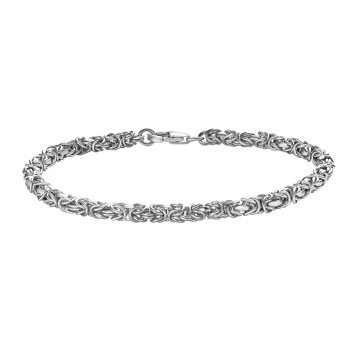 Platinum Overlay Sterling Silver Byzantine Bracelet (Size - 7.5), Silver Wt. 9.00 Gms