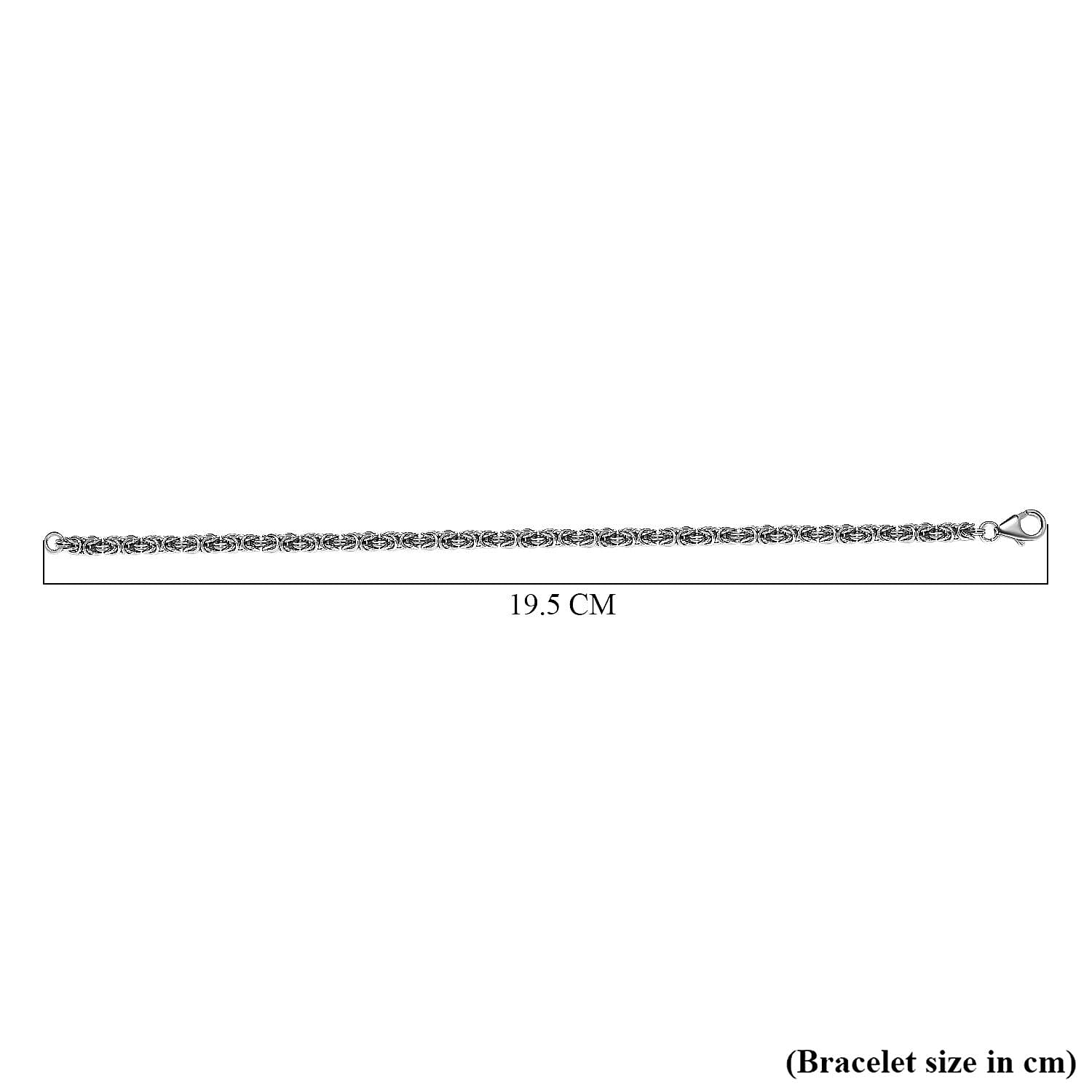 Platinum Overlay Sterling Silver Byzantine Bracelet (Size - 7.5), Silver Wt. 9.00 Gms