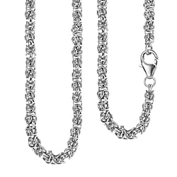 Platinum Overlay Sterling Silver Byzantine Necklace (Size - 20), Silver Wt. 21.00 Gms