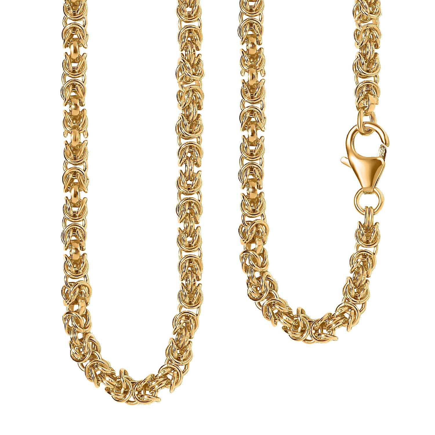 One Time Deal - 18K Yellow Gold Vermeil Plated Sterling Silver Necklace (Size - 20), Silver Wt 18.01 Gms
