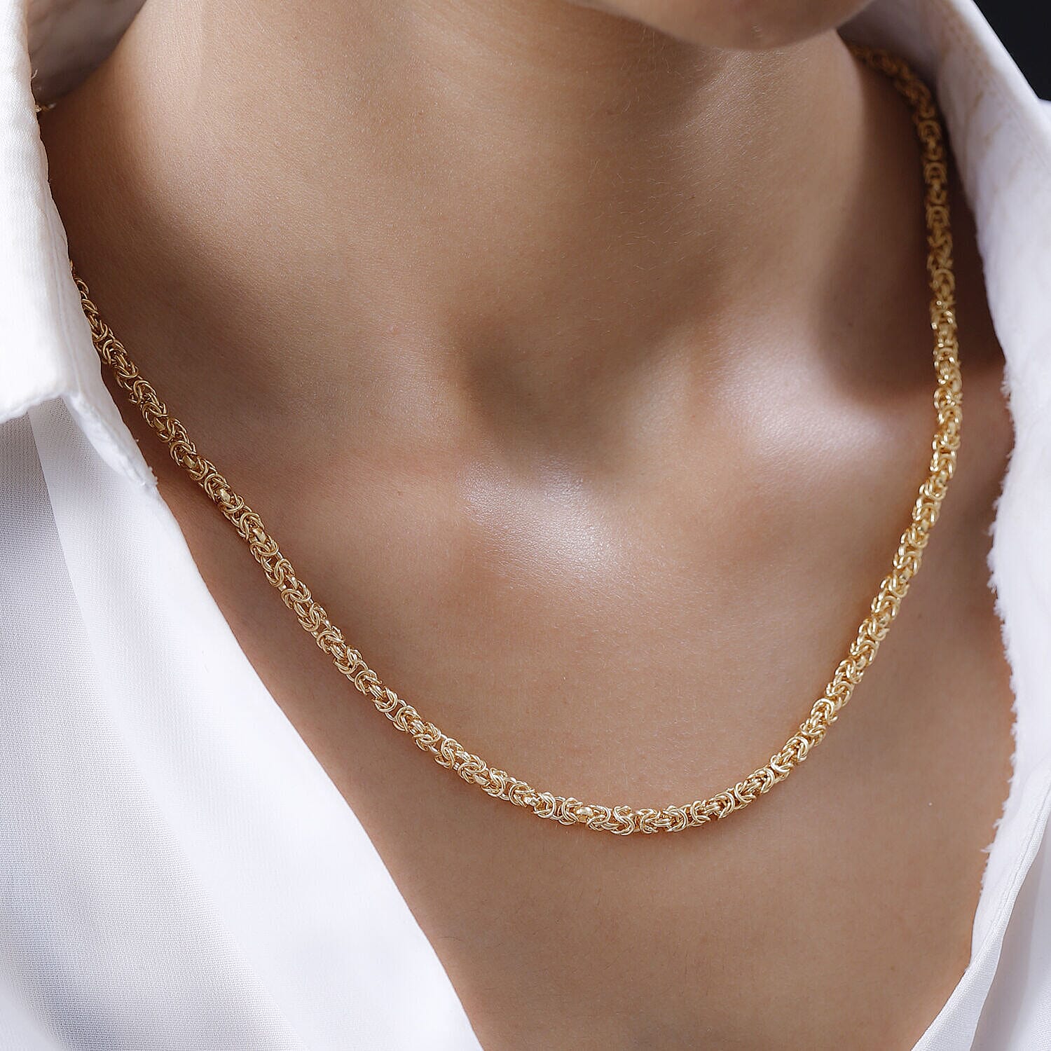 One Time Deal - 18K Yellow Gold Vermeil Plated Sterling Silver Necklace (Size - 20), Silver Wt 18.01 Gms