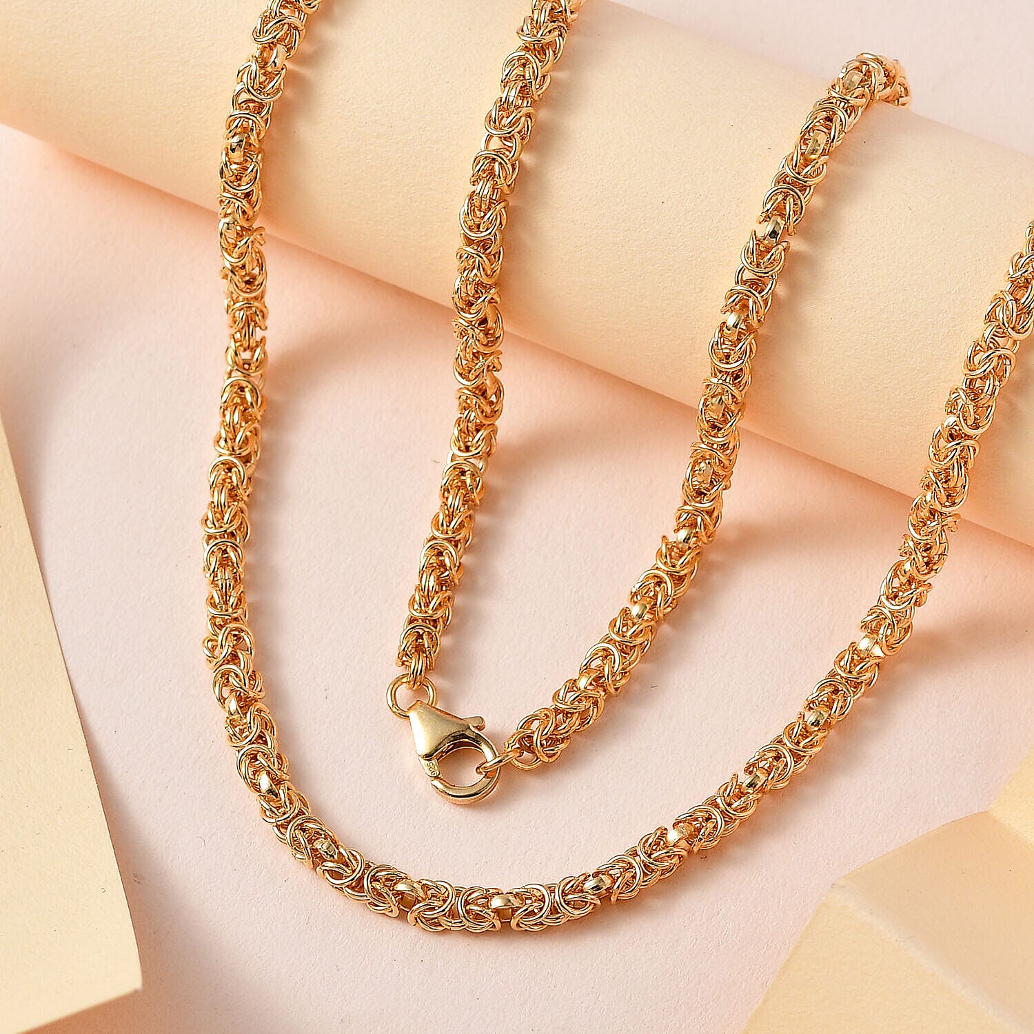 One Time Deal - 18K Yellow Gold Vermeil Plated Sterling Silver Necklace (Size - 20), Silver Wt 18.01 Gms