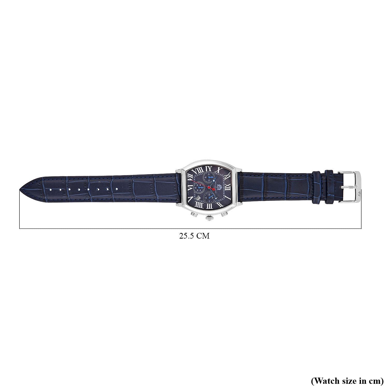 William Hunt Japanese Movement Silver Dial 5 ATM Water Resistant White Crystal Studded Watch with Multifunctional keys in Blue Genuine Leather Strap