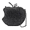 Back By Popular Demand - Apple Shape Crystal Clutch Bag with Long Chain Strap & Toggle Clip - Silver