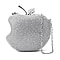 Back By Popular Demand - Apple Shape Crystal Clutch Bag with Long Chain Strap & Toggle Clip - Gold