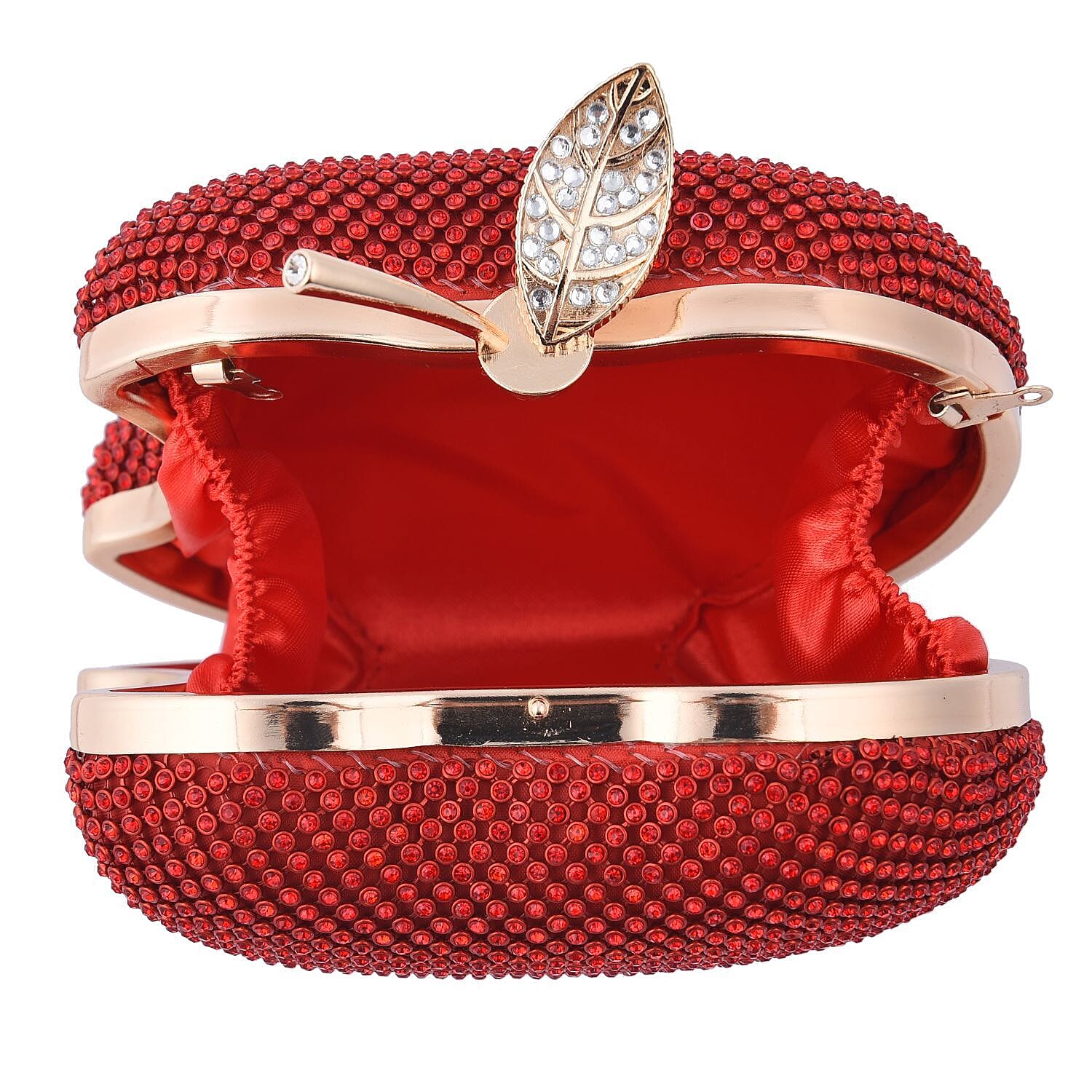 Apple Clutch Bag with Long Chain Strap - Toggle Clip - Red