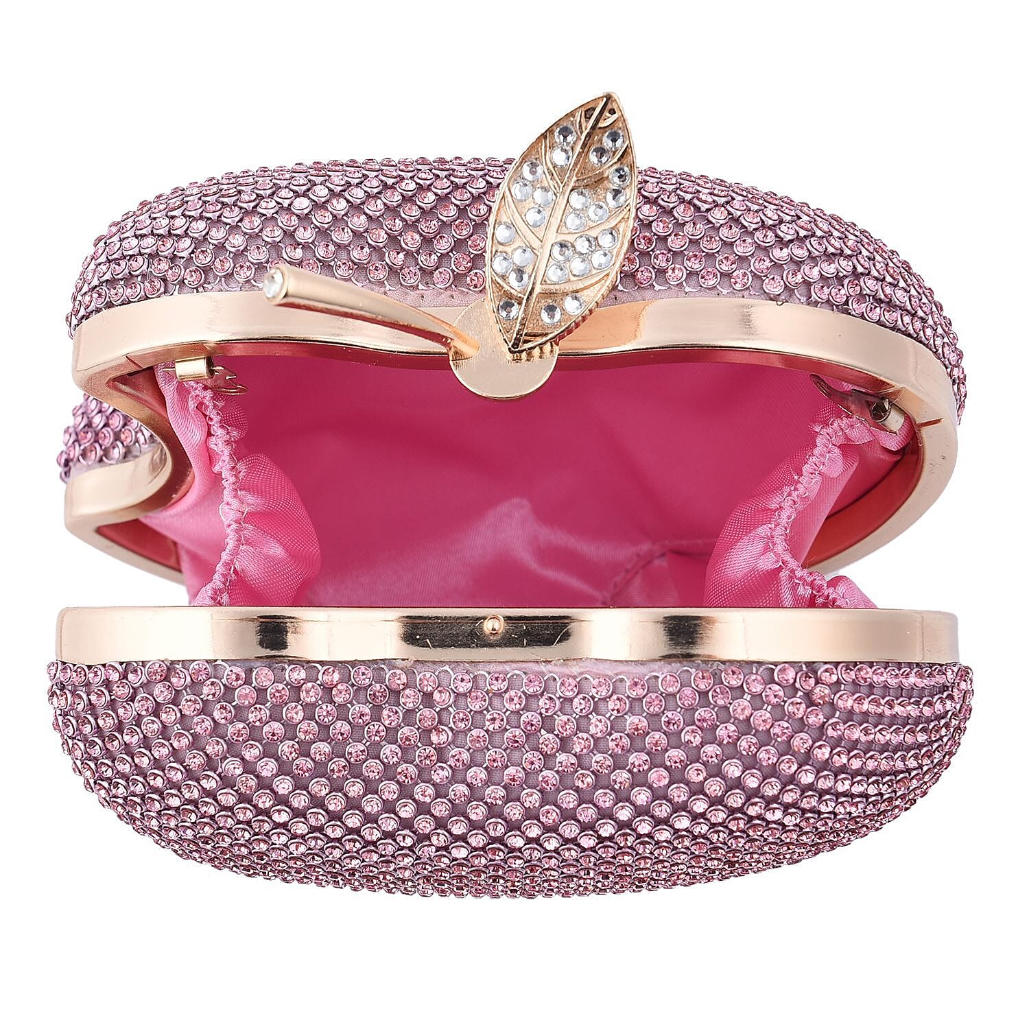 Apple Clutch Bag with Long Chain Strap - Toggle Clip - Pink