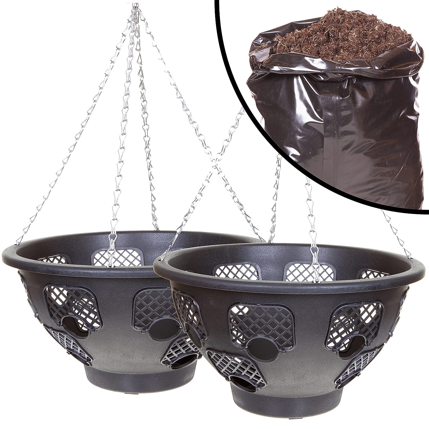 Pair of Easy Fill Baskets (15 Inch) With 40L Compost